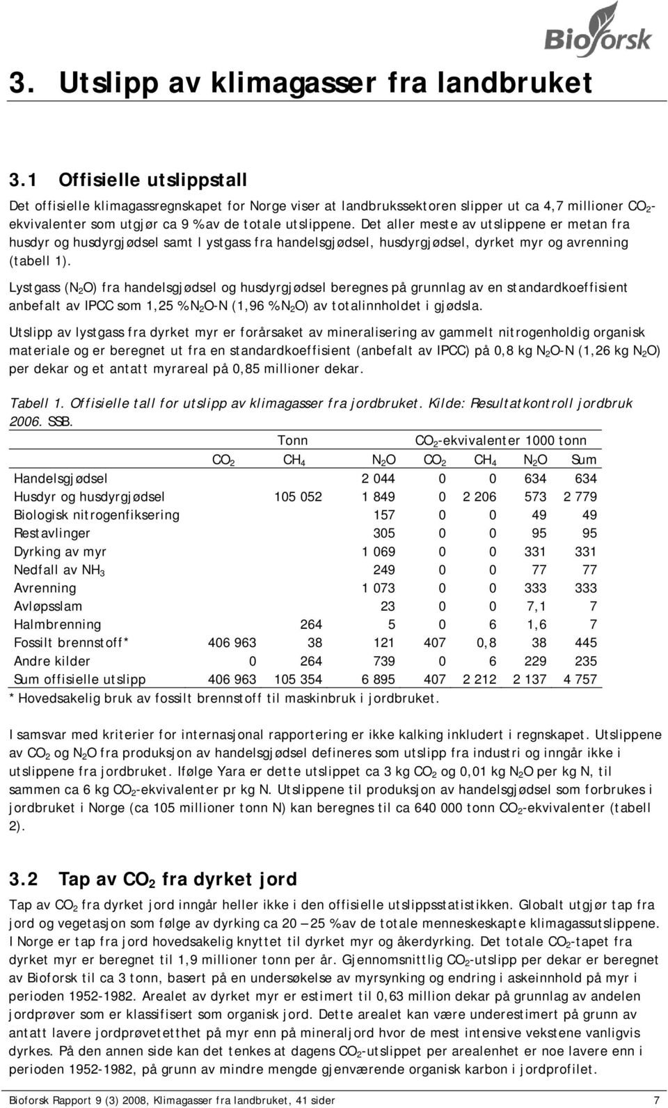 Det aller meste av utslippene er metan fra husdyr og husdyrgjødsel samt l ystgass fra handelsgjødsel, husdyrgjødsel, dyrket myr og avrenning (tabell 1).