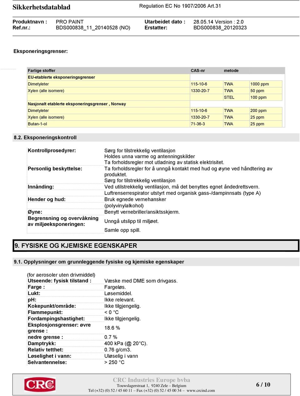 0 ppm Xylen (alle isomere) 1330-20