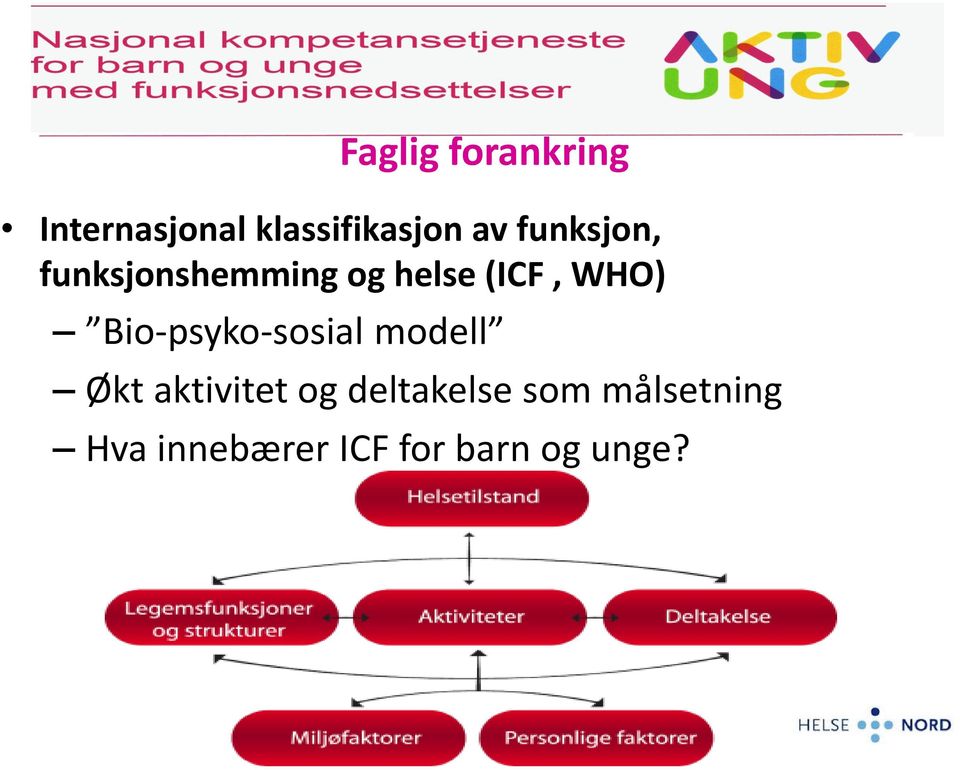 Bio-psyko-sosial modell Økt aktivitet og