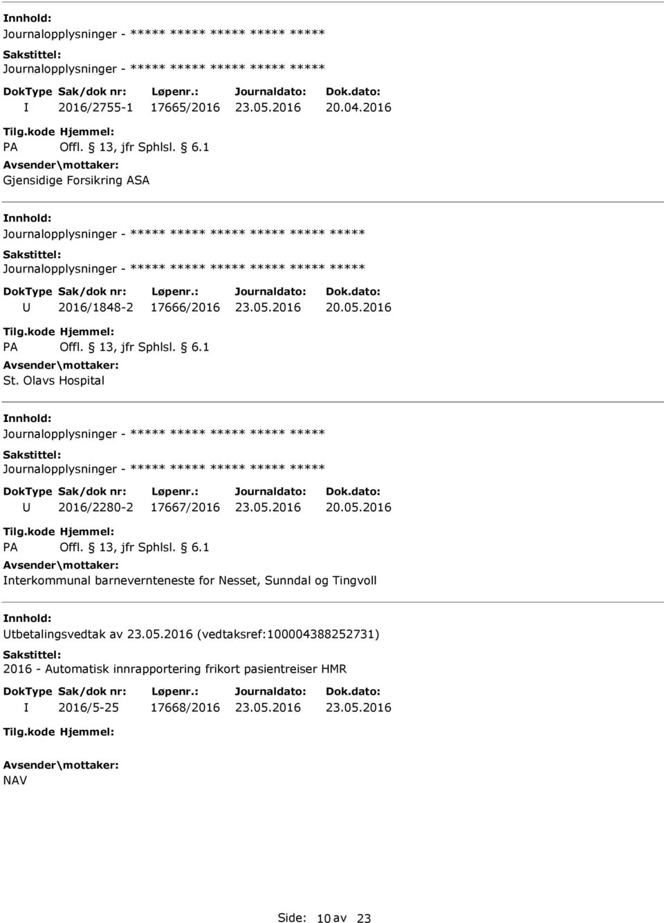 Olavs Hospital 2016/2280-2 17667/2016 nterkommunal barnevernteneste for Nesset,