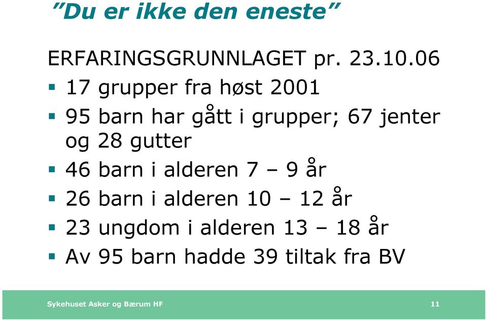 28 gutter 46 barn i alderen 7 9 år 26 barn i alderen 10 12 år 23