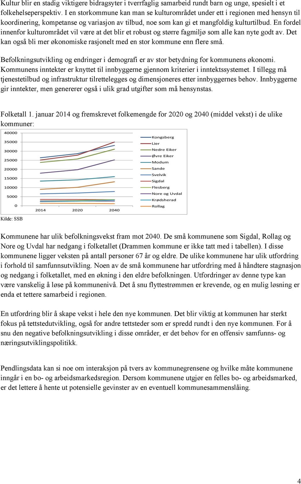 En fordel innenfor kulturområdet vil være at det blir et robust og større fagmiljø som alle kan nyte godt av. Det kan også bli mer økonomiske rasjonelt med en stor kommune enn flere små.