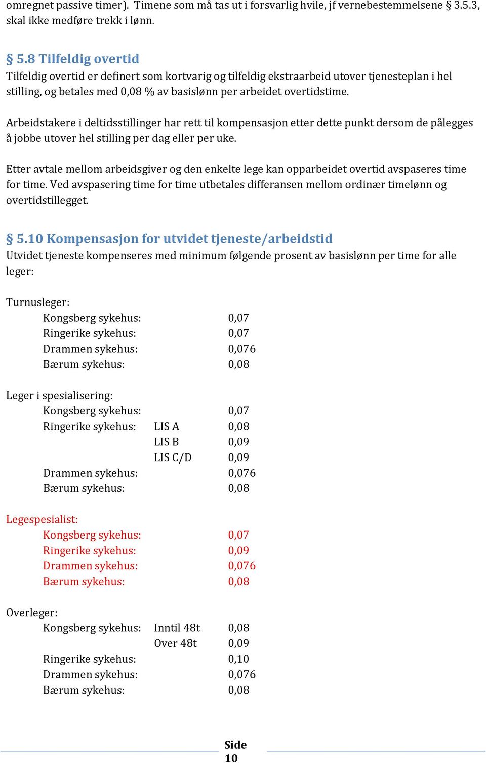 Arbeidstakere i deltidsstillinger har rett til kompensasjon etter dette punkt dersom de pålegges å jobbe utover hel stilling per dag eller per uke.