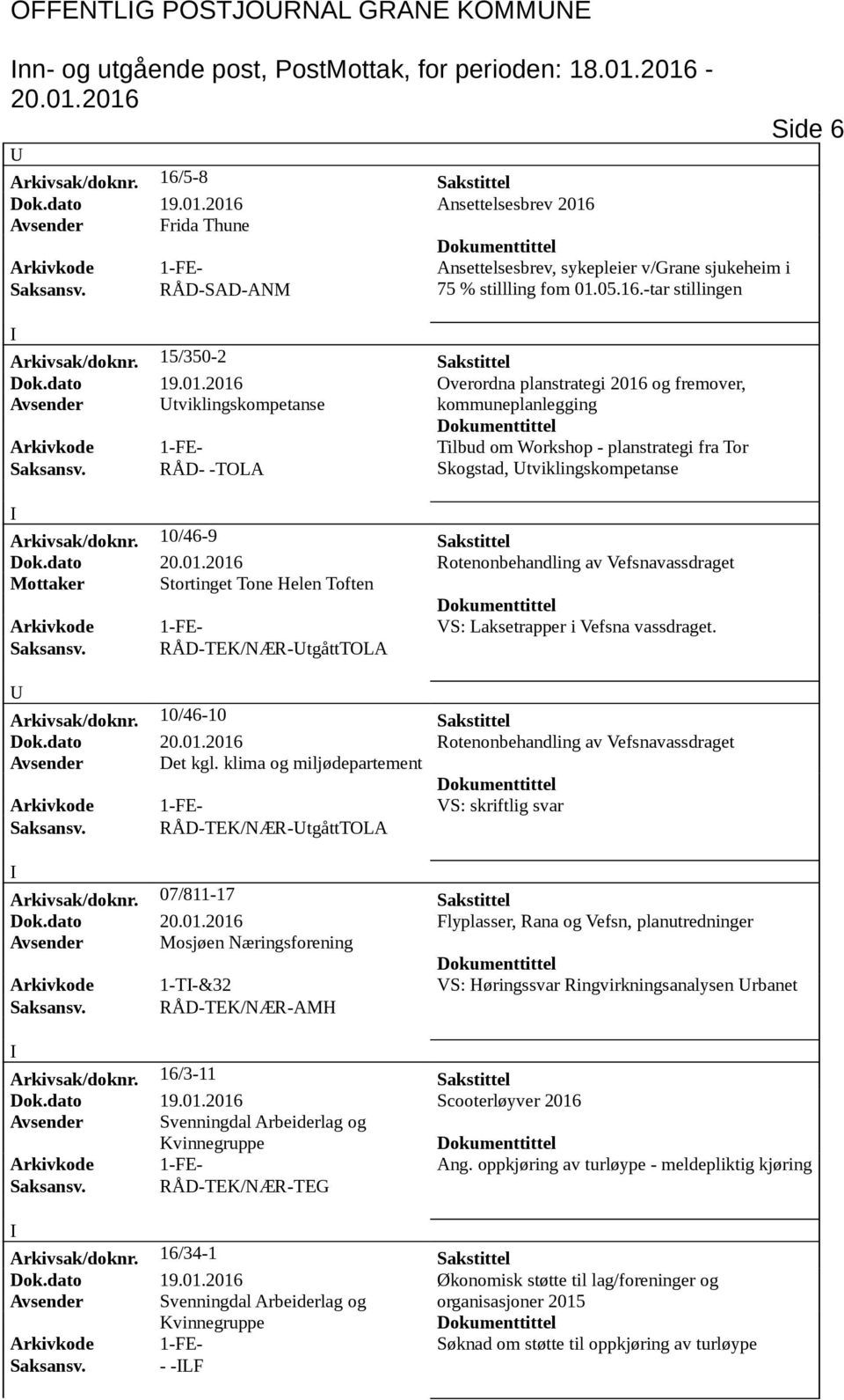 15/350-2 Sakstittel Dok.dato 19.01.2016 Overordna planstrategi 2016 og fremover, Avsender tviklingskompetanse kommuneplanlegging Arkivkode 1-FE- Tilbud om Workshop - planstrategi fra Tor Saksansv.