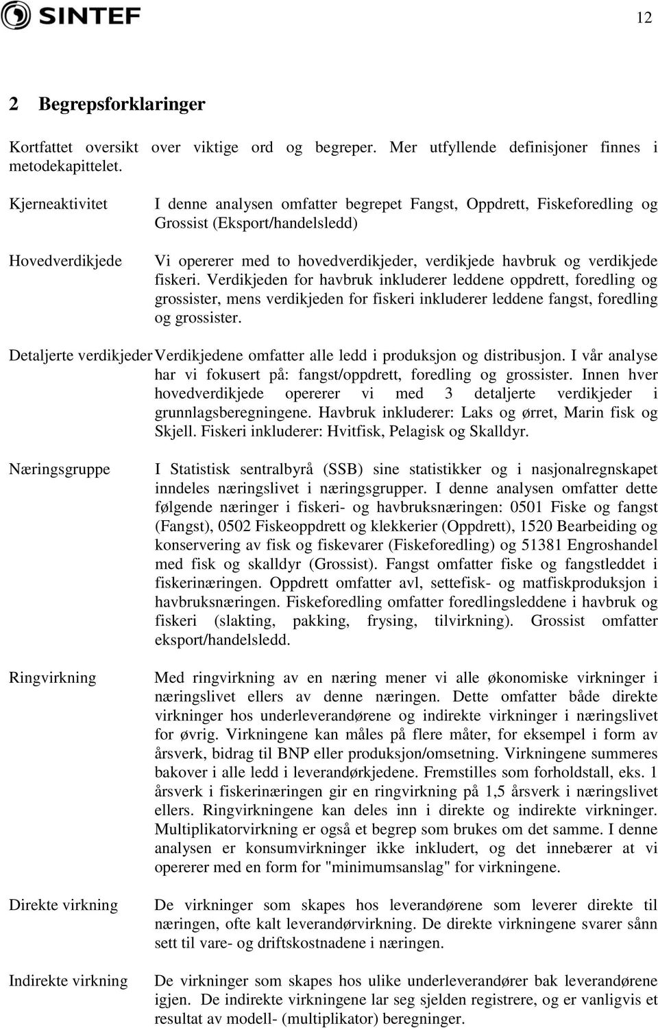 verdikjede fiskeri. Verdikjeden for havbruk inkluderer leddene oppdrett, foredling og grossister, mens verdikjeden for fiskeri inkluderer leddene fangst, foredling og grossister.