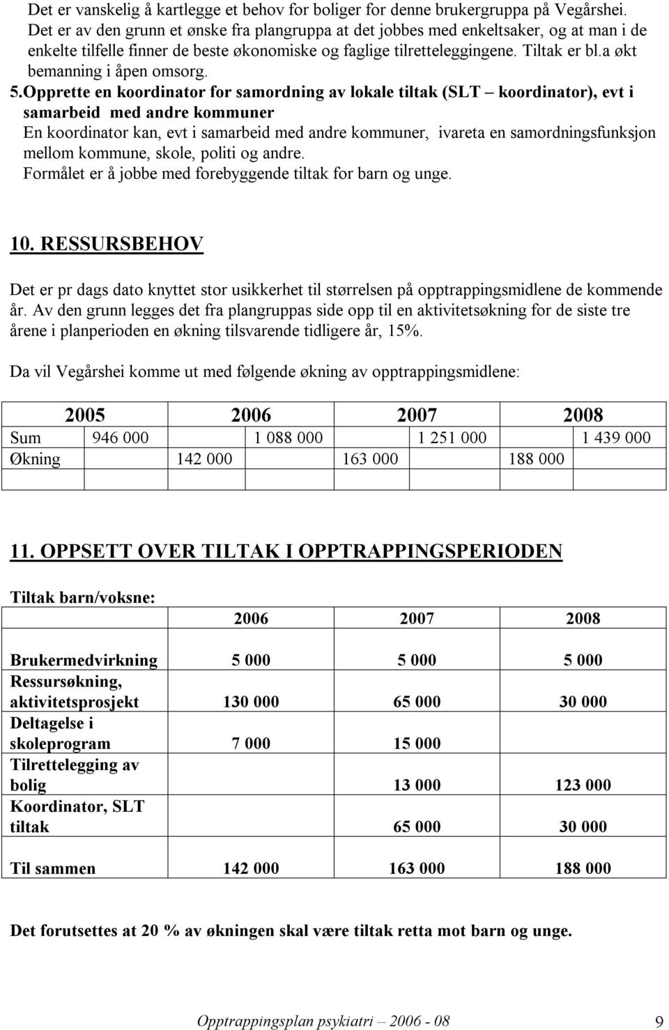 a økt bemanning i åpen omsorg. 5.