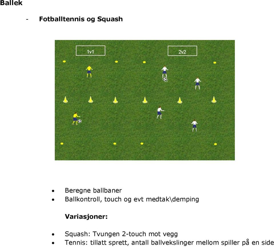 Variasjoner: Squash: Tvungen 2-touch mot vegg