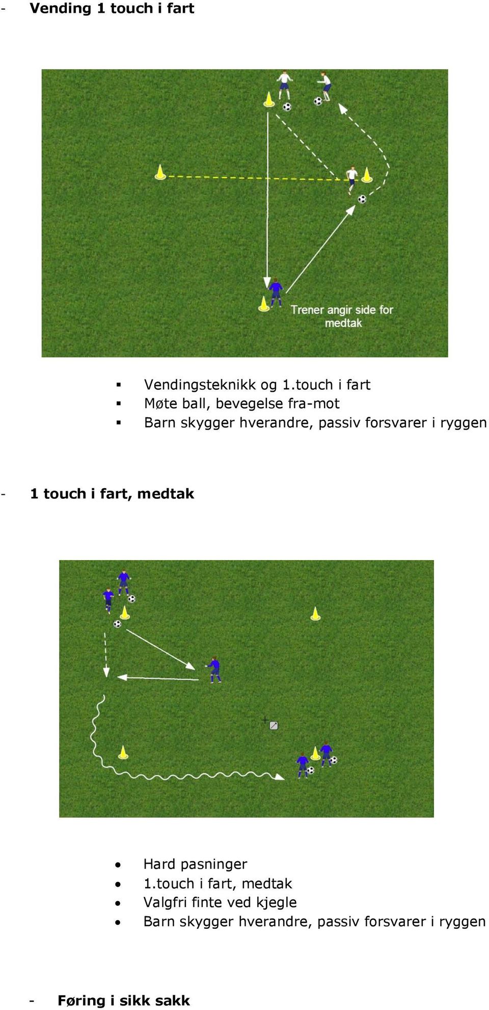 forsvarer i ryggen - 1 touch i fart, medtak Hard pasninger 1.