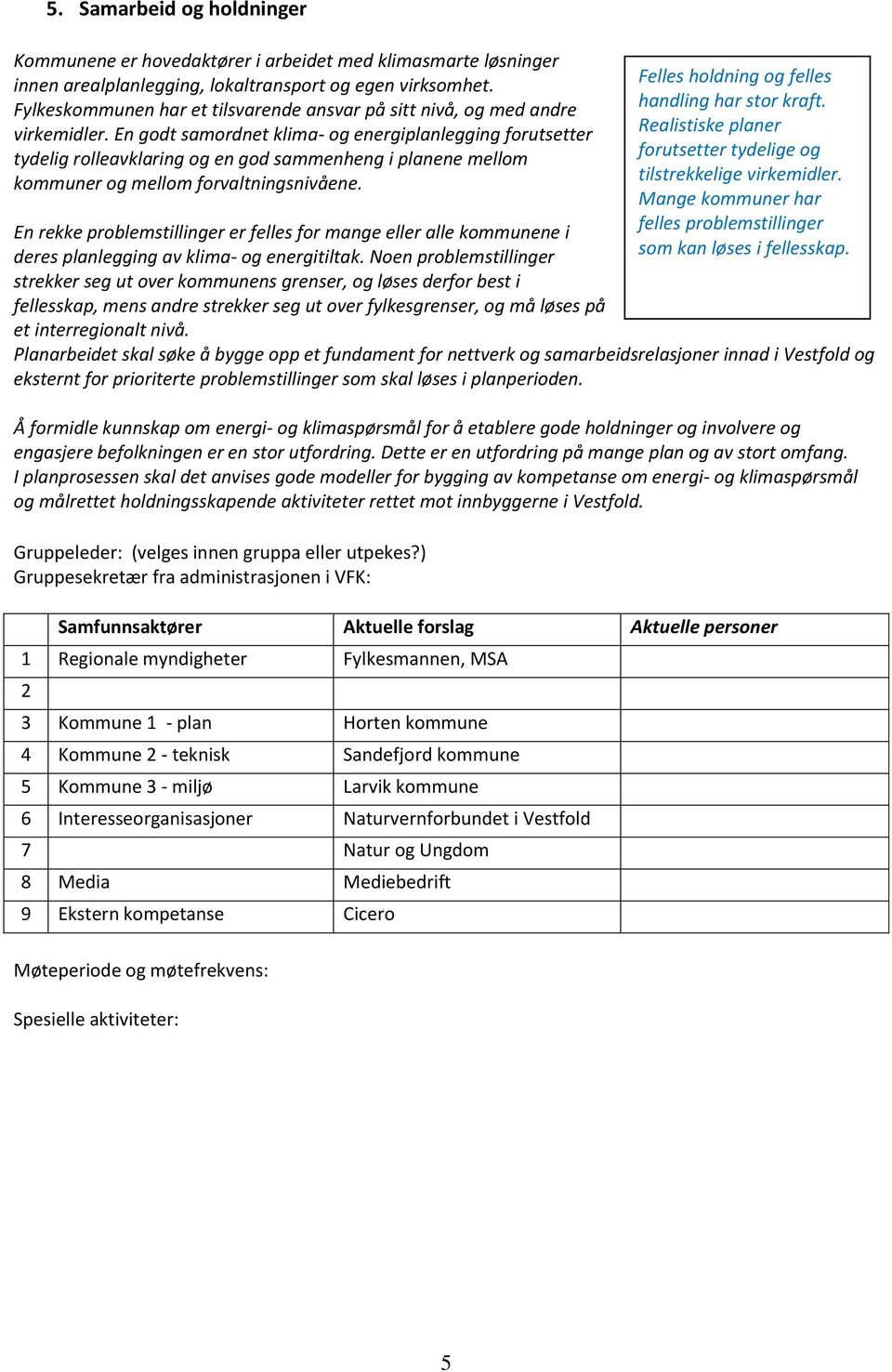 En godt samordnet klima- og energiplanlegging forutsetter tydelig rolleavklaring og en god sammenheng i planene mellom kommuner og mellom forvaltningsnivåene.