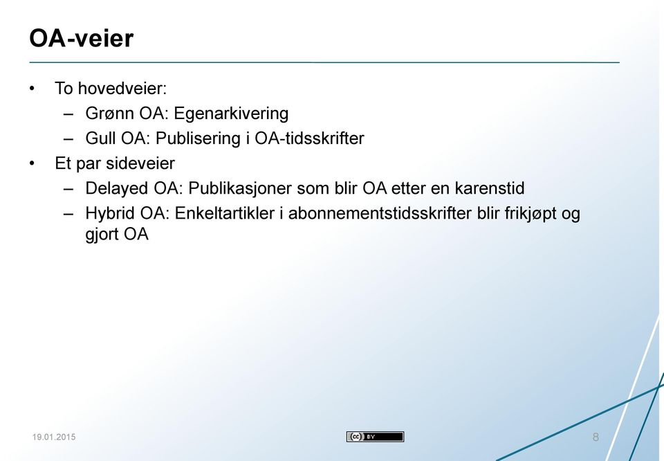 Publikasjoner som blir OA etter en karenstid Hybrid OA: