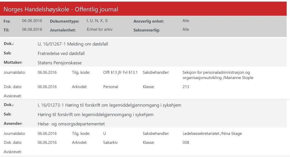 dato: Arkivdel: Personal 213 I, 16/01273-1 Høring til forskrift om legemiddelgjennomgang i