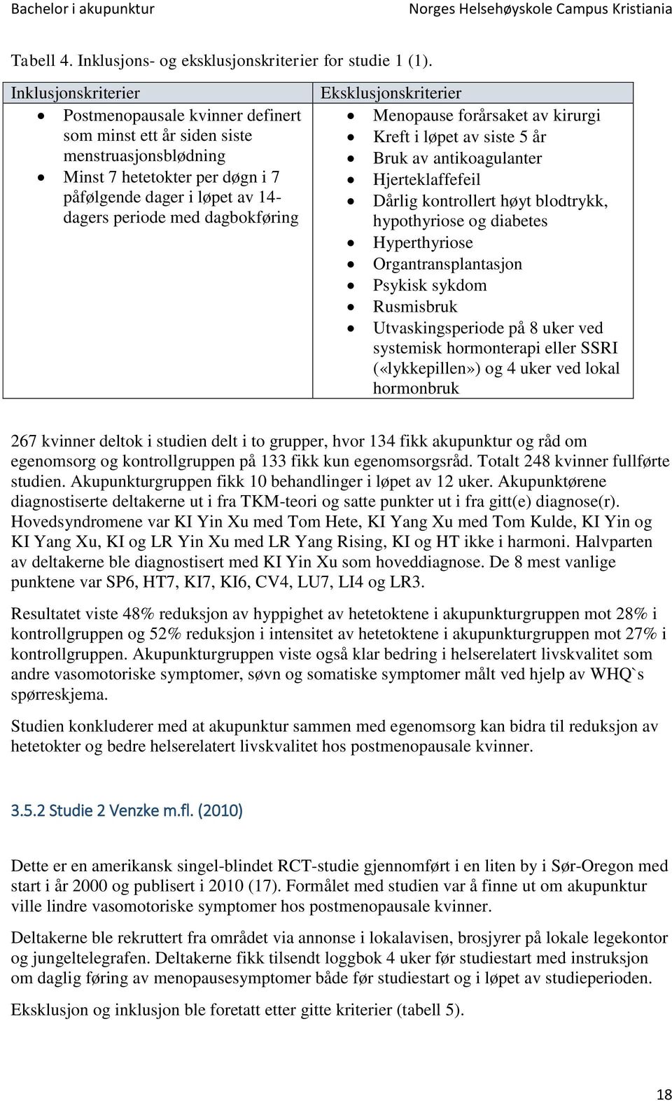 Eksklusjonskriterier Menopause forårsaket av kirurgi Kreft i løpet av siste 5 år Bruk av antikoagulanter Hjerteklaffefeil Dårlig kontrollert høyt blodtrykk, hypothyriose og diabetes Hyperthyriose