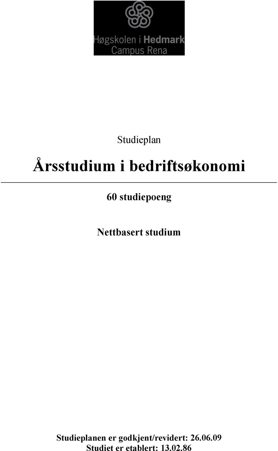 Nettbasert studium Studieplanen er