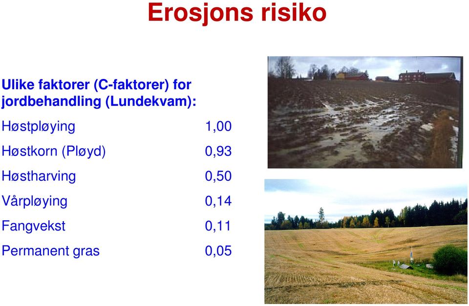 1,00 Høstkorn (Pløyd) 0,93 Høstharving 0,50