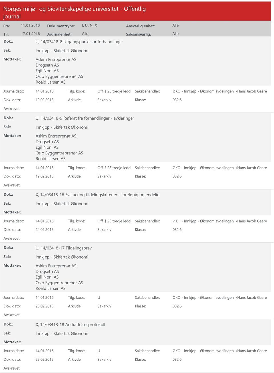 - Innkjøp - Økonomiavdelingen /Hans Jacob Gaare Dok. dato: 19.02.2015 Arkivdel: Sakarkiv 032.