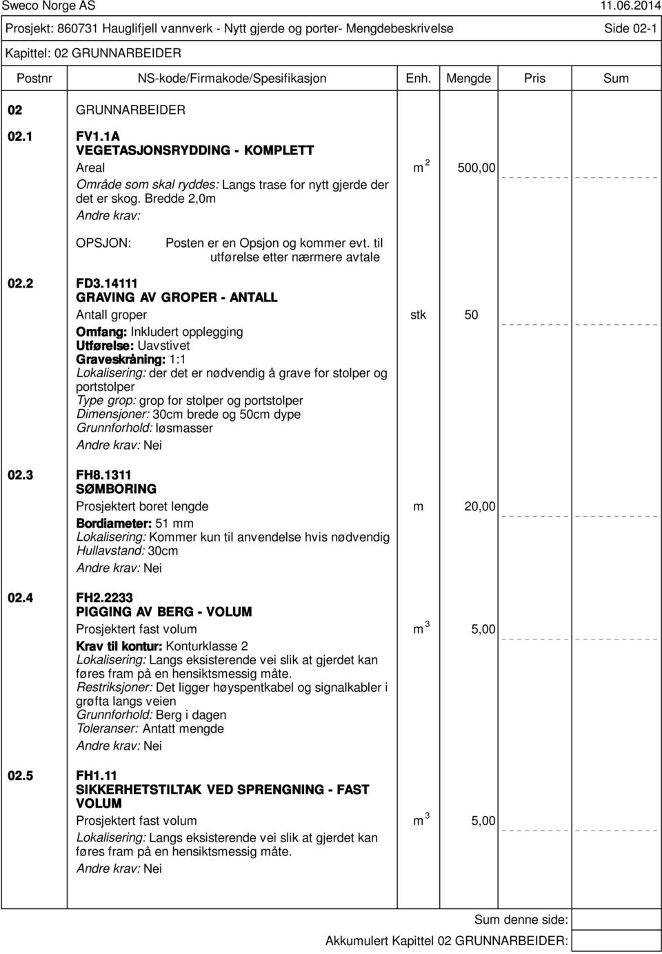 til utførelse etter nærmere avtale 02.2 FD3.