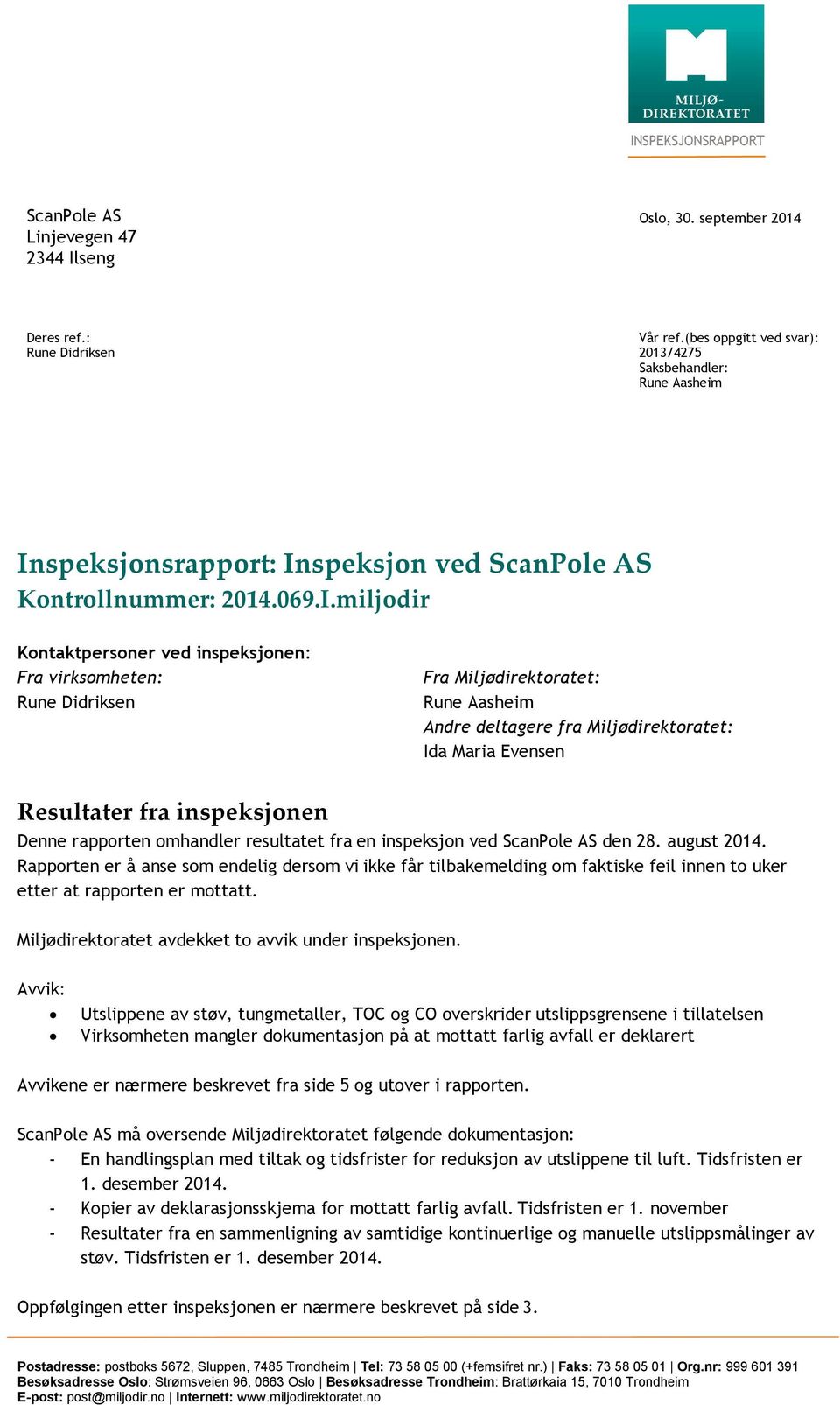 speksjonsrapport: In