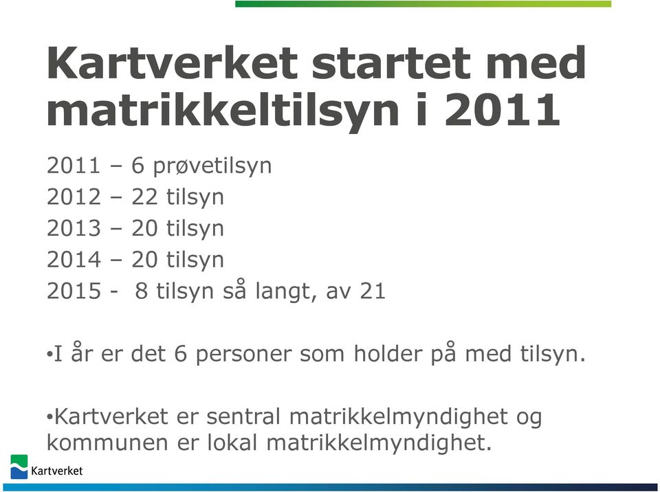 langt, av 21 I år er det 6 personer som holder på med tilsyn.