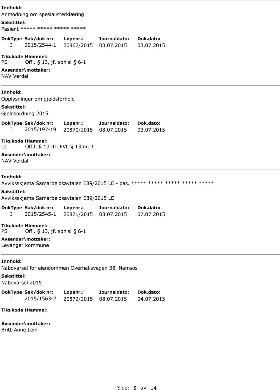 2015 Avviksskjema Samarbeidsavtalen E89/2015 LE - pas.