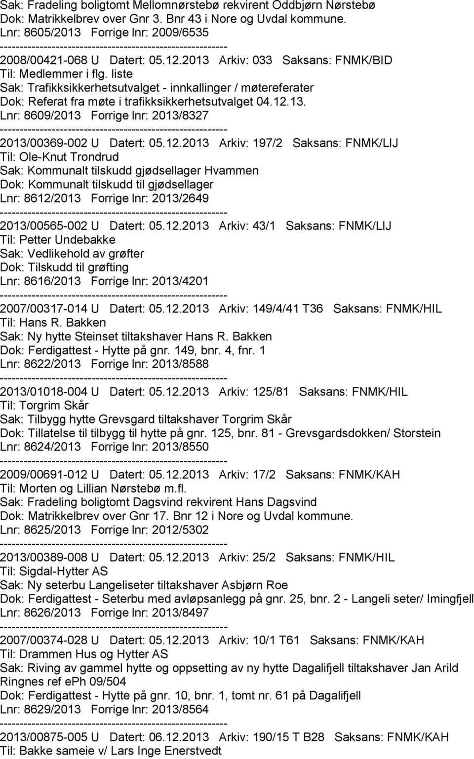 12.2013 Arkiv: 197/2 Saksans: FNMK/LIJ Til: Ole-Knut Trondrud Sak: Kommunalt tilskudd gjødsellager Hvammen Dok: Kommunalt tilskudd til gjødsellager Lnr: 8612/2013 Forrige lnr: 2013/2649