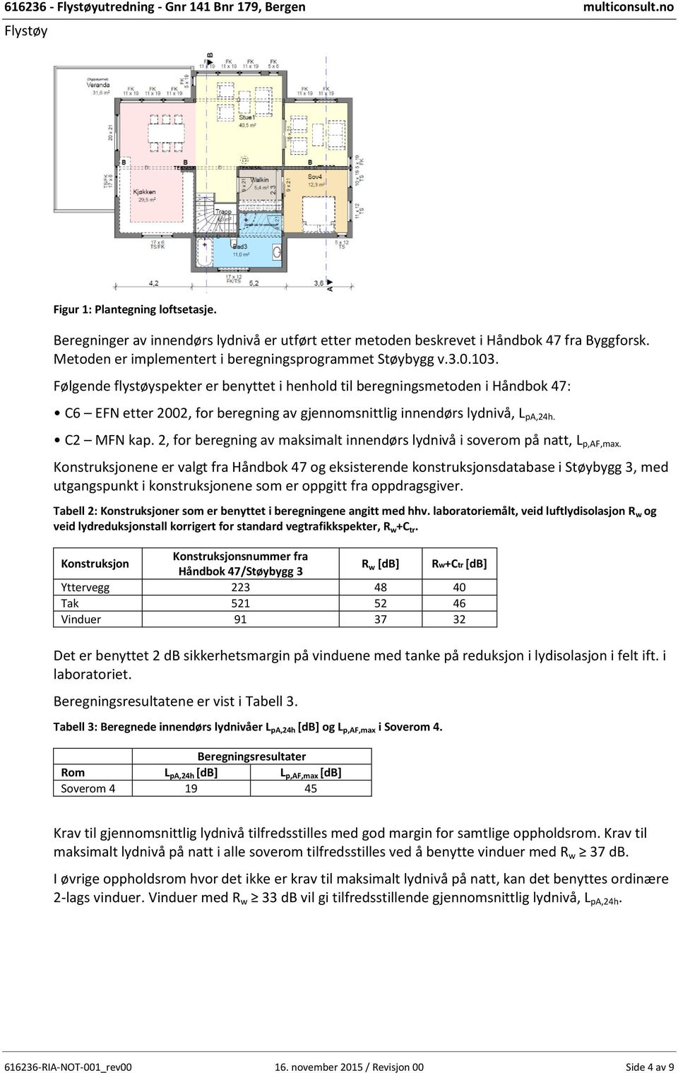 2, for beregning av maksimalt innendørs lydnivå i soverom på natt, L p,af,max.