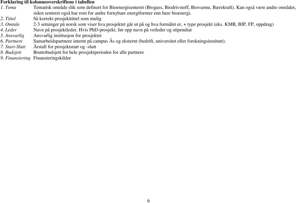 Omtale 2-3 setninger på norsk som viser hva prosjektet går ut på og hva formålet er, + type prosjekt (eks. KMB, BIP, FP, oppdrag) 4. Leder Navn på prosjektleder.