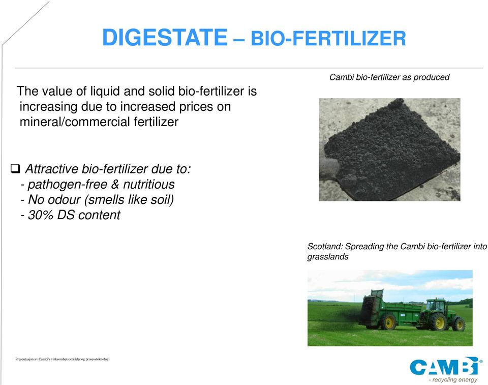 produced Attractive bio-fertilizer due to: - pathogen-free & nutritious - No odour