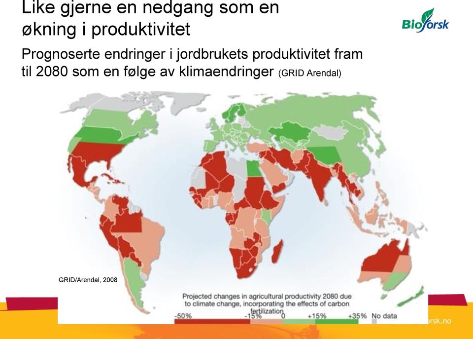 jordbrukets produktivitet fram til 2080 som