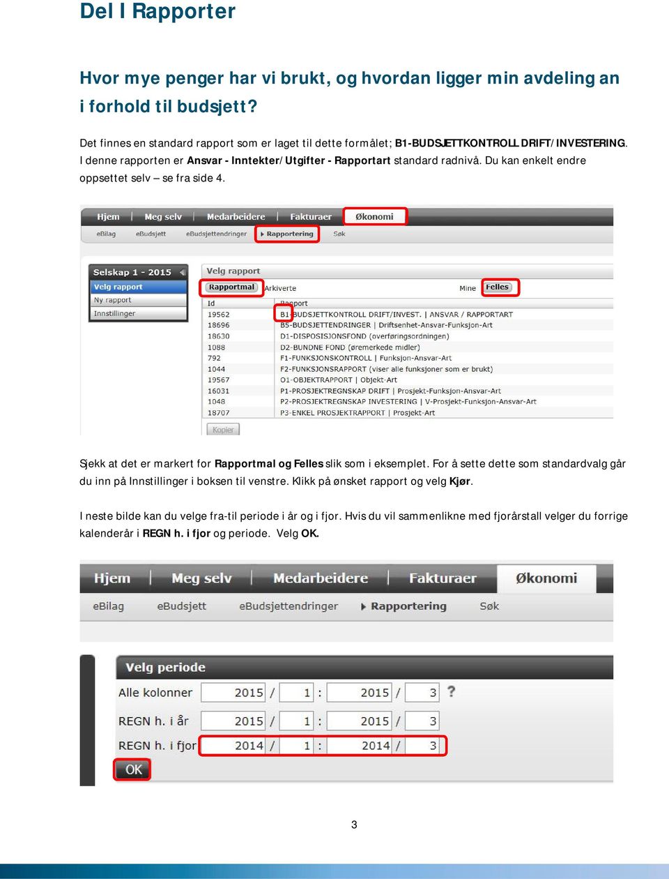 I denne rapporten er Ansvar - Inntekter/Utgifter - Rapportart standard radnivå. Du kan enkelt endre oppsettet selv se fra side 4.