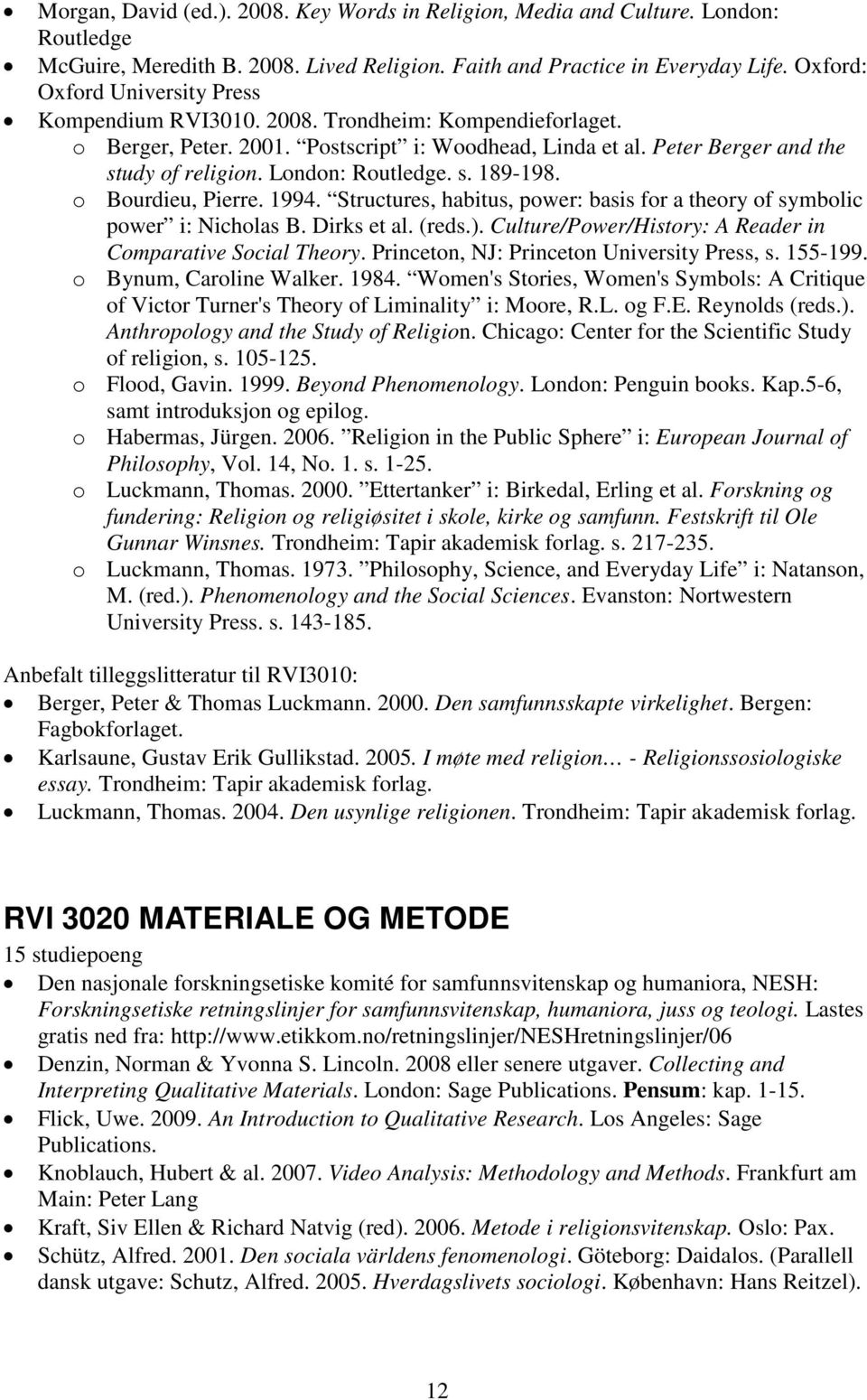 London: Routledge. s. 189-198. o Bourdieu, Pierre. 1994. Structures, habitus, power: basis for a theory of symbolic power i: Nicholas B. Dirks et al. (reds.).