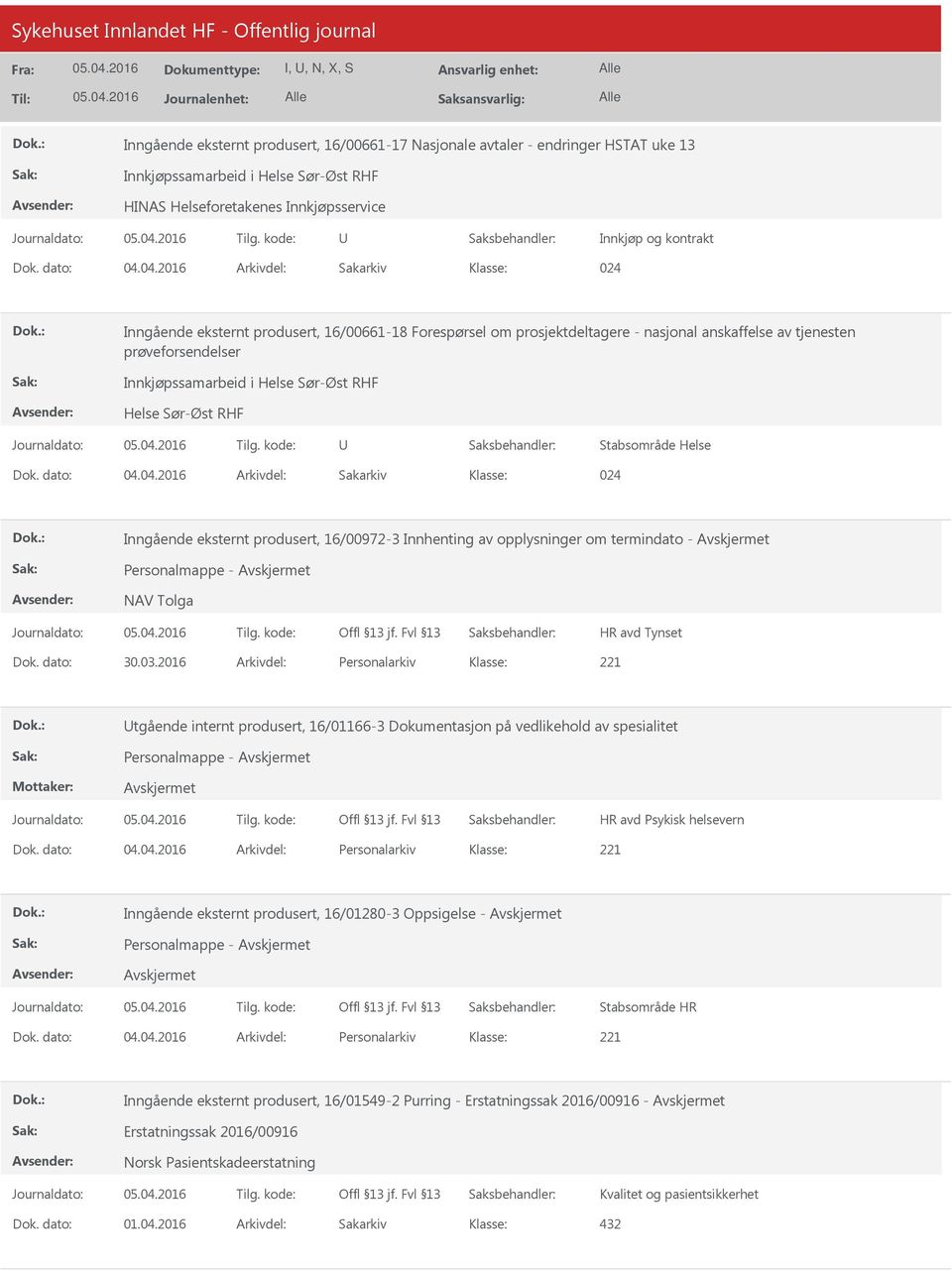 Inngående eksternt produsert, 16/00972-3 Innhenting av opplysninger om termindato - NAV Tolga HR avd Tynset Dok. dato: 30.03.