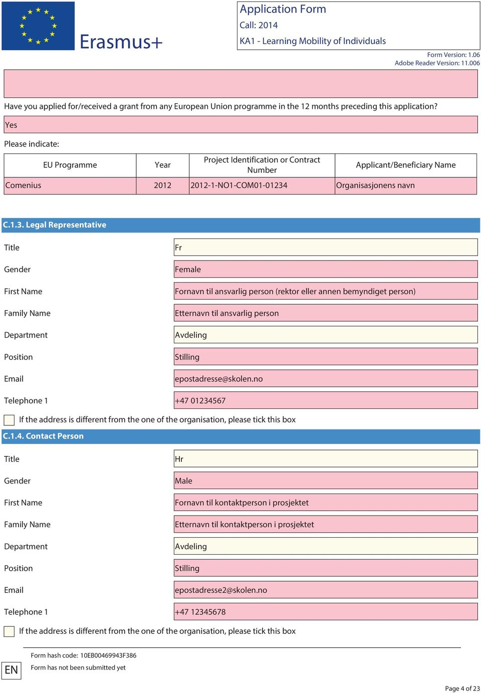 Organisasjonens navn C.1.3.