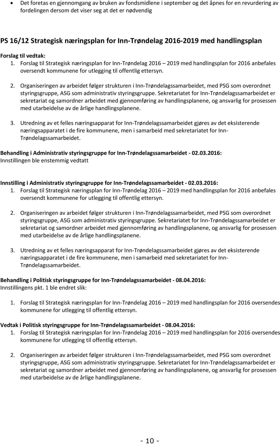 Forslag til Strategisk næringsplan for Inn-Trøndelag 20