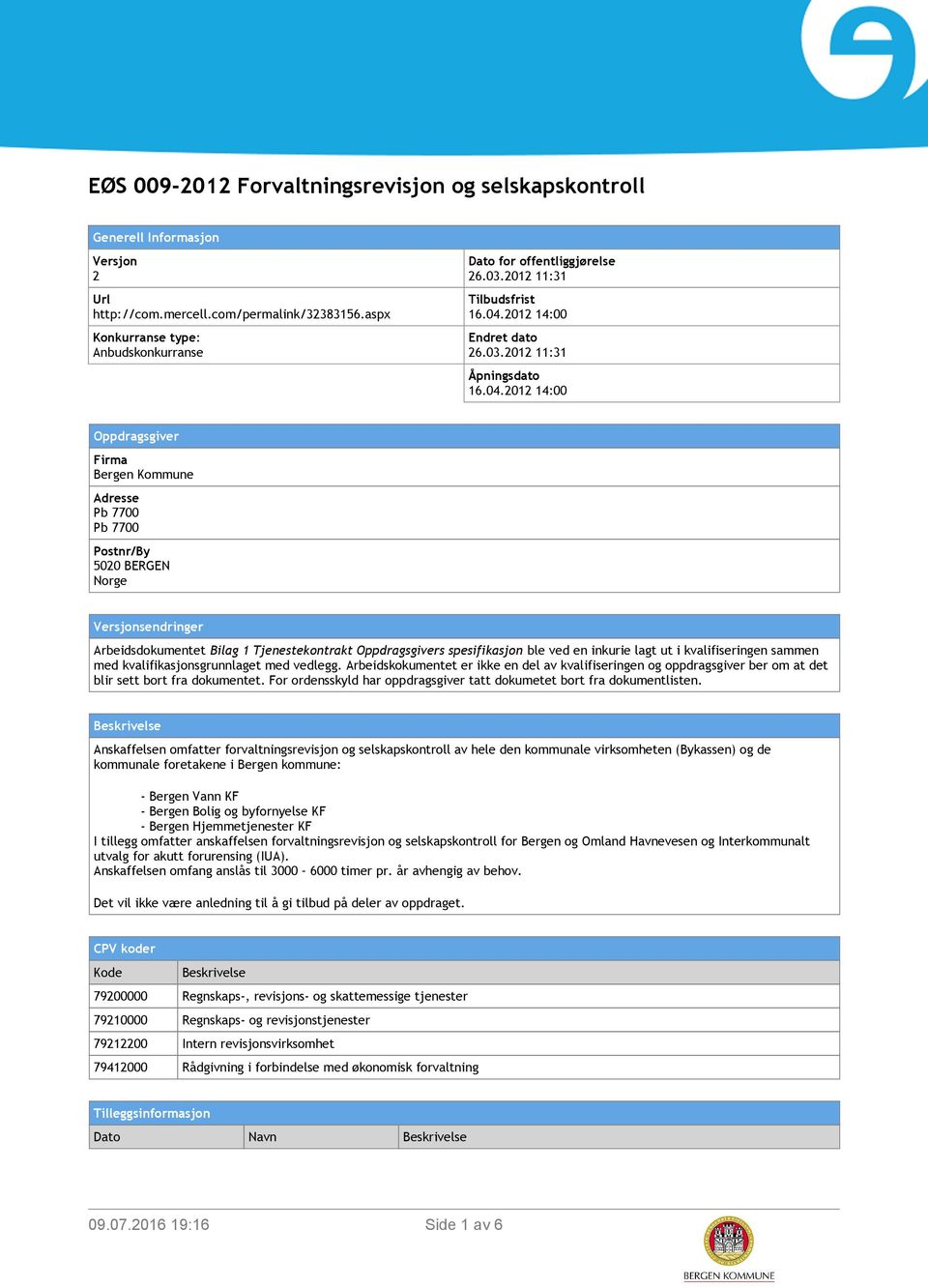 2012 14:00 Endret dato 26.03.2012 11:31 Åpningsdato 16.04.