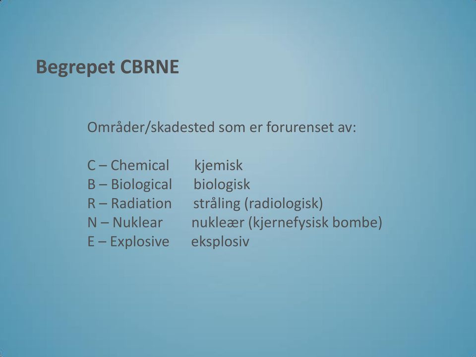 Radiation N Nuklear E Explosive kjemisk