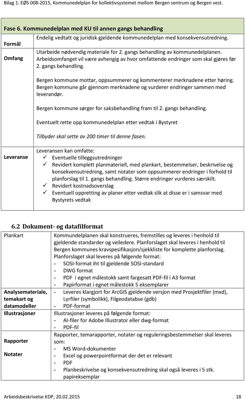 Bergen kommune mottar, oppsummerer og kommenterer merknadene etter høring. Bergen kommune går gjennom merknadene og vurderer endringer sammen med leverandør.