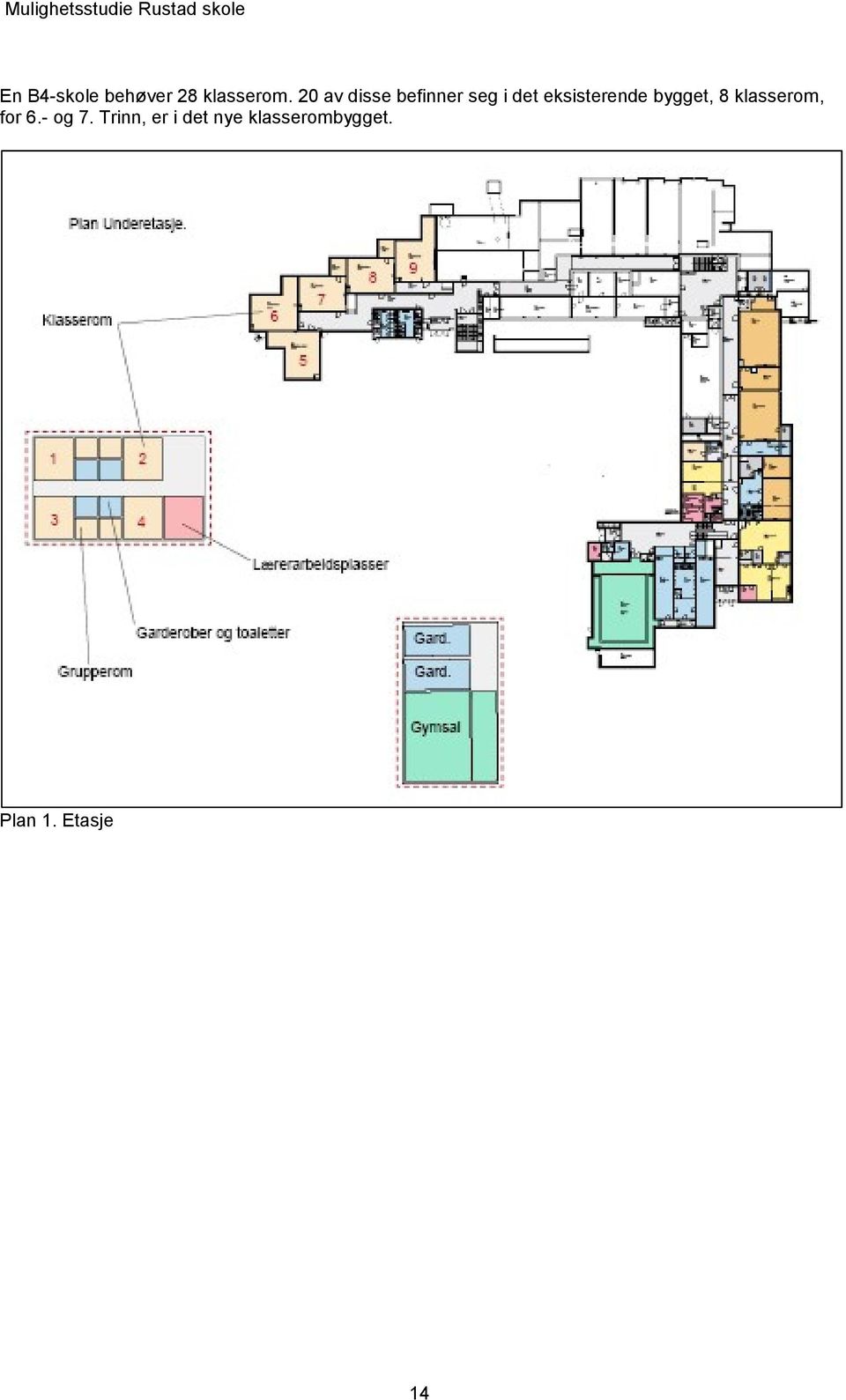 eksisterende bygget, 8 klasserom, for 6.