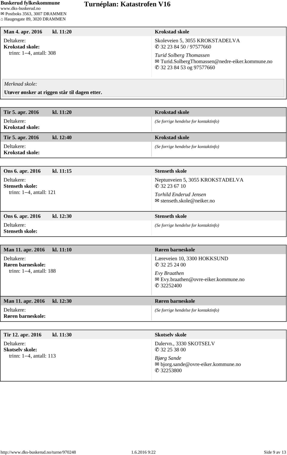 skole@neiker.no Ons 6. apr. 2016 kl. 12:30 Stenseth skole Stenseth skole: Man 11. apr. 2016 kl. 11:10 Røren barneskole Røren barneskole: trinn: 1 4, antall: 188 Læreveien 10, 3300 HOKKSUND 32 25 24 00 Evy Braathen Evy.