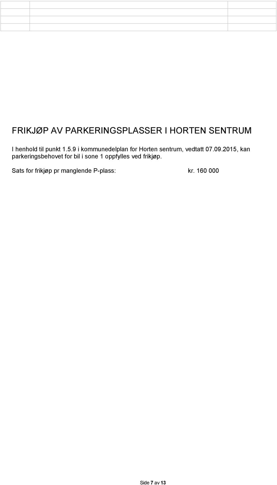 2015, kan parkeringsbehovet for bil i sone 1 oppfylles ved