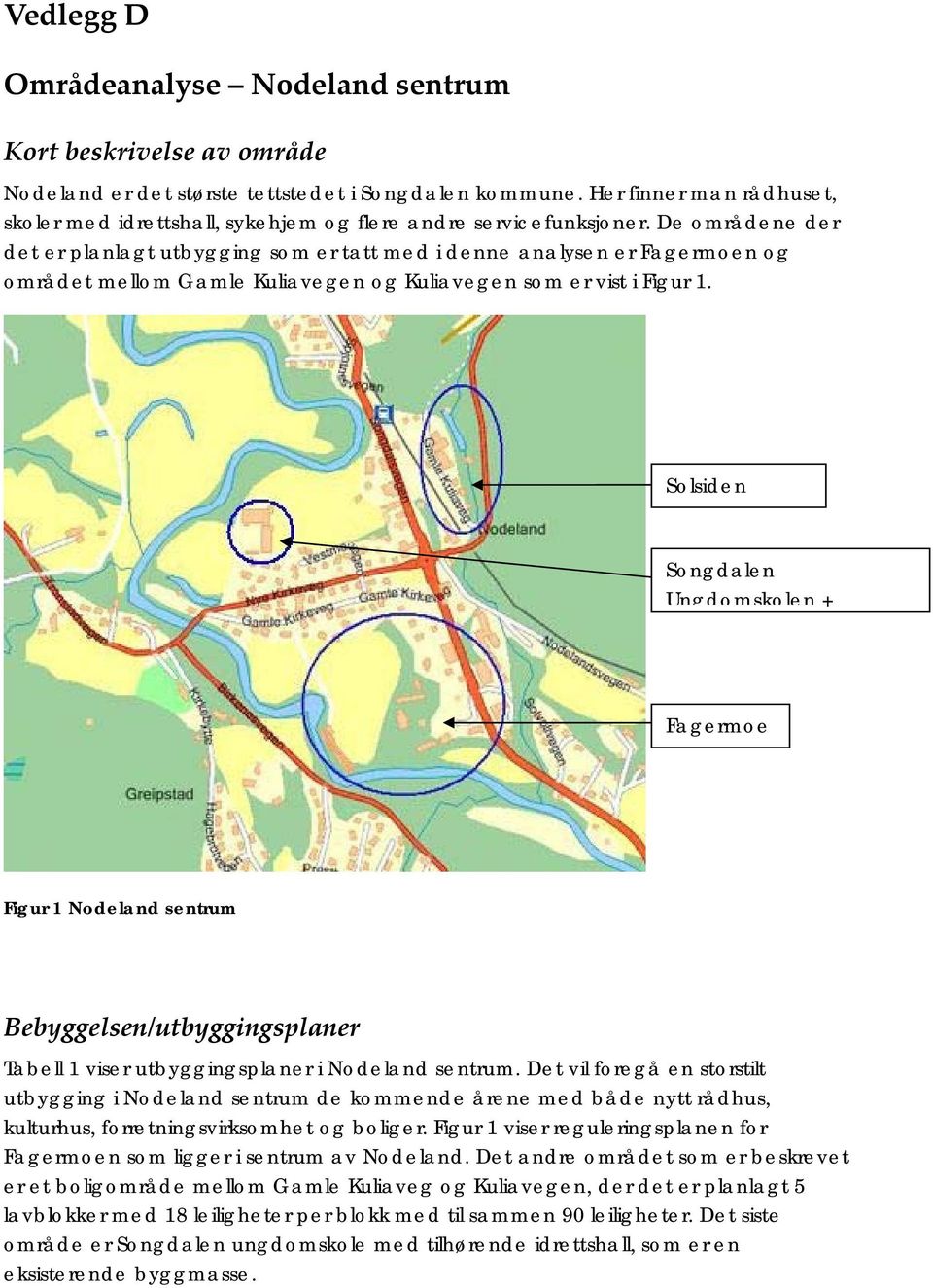 De områdene der det er planlagt utbygging som er tatt med i denne analysen er Fagermoen og området mellom Gamle Kuliavegen og Kuliavegen som er vist i Figur 1.