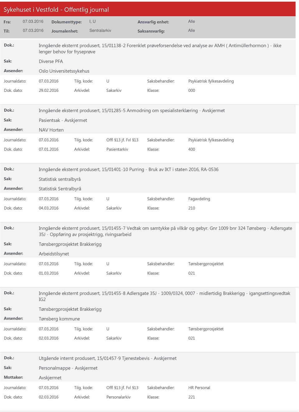 dato: 07.01.2016 Arkivdel: Pasientarkiv Inngående eksternt produsert, 15/01401-10 Purring - Bruk av IKT i staten 2016, RA-0536 Statistisk sentralbyrå Statistisk Sentralbyrå Fagavdeling Dok. dato: 04.