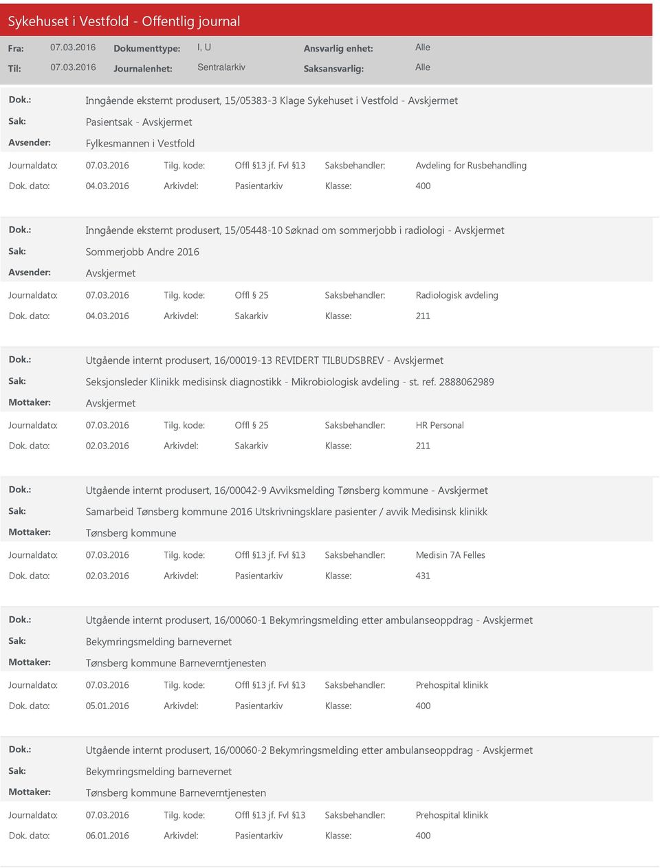 2016 Arkivdel: Sakarkiv tgående internt produsert, 16/00019-13 REVIDERT TILBDSBREV - Seksjonsleder Klinikk medisinsk diagnostikk - Mikrobiologisk avdeling - st. ref. 2888062989 Offl 25 Dok. dato: 02.