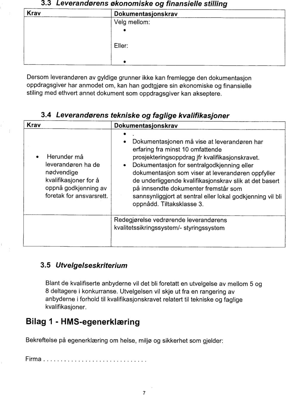 4 Leverandørens tekniske og faglige kvalifikasjoner Krav Dokumentas'onskrav Herunder må leverandøren ha de nødvendige kvalifikasjoner for å oppnå godkjenning av foretak for ansvarsrett.