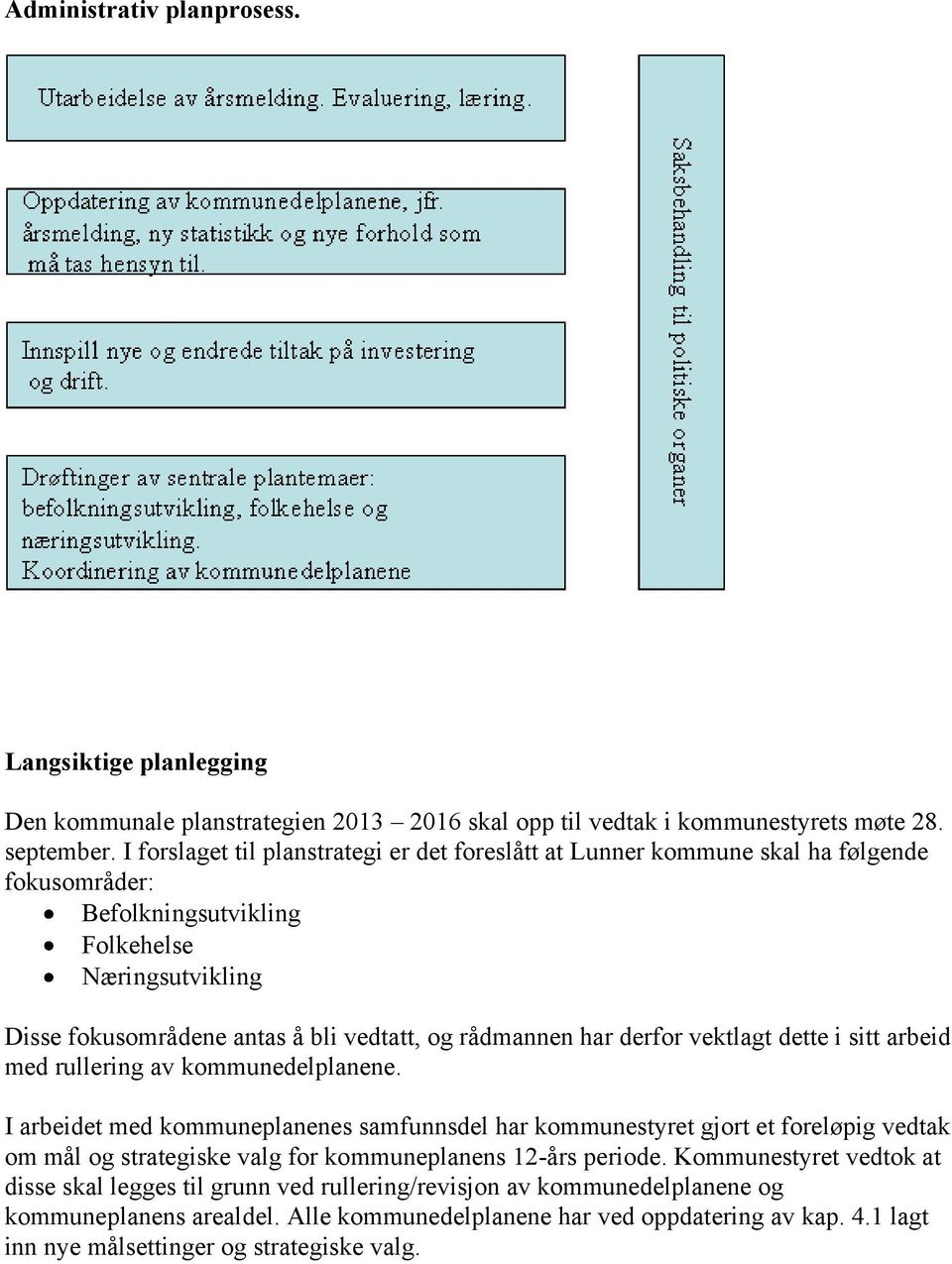 rådmannen har derfor vektlagt dette i sitt arbeid med rullering av kommunedelene.