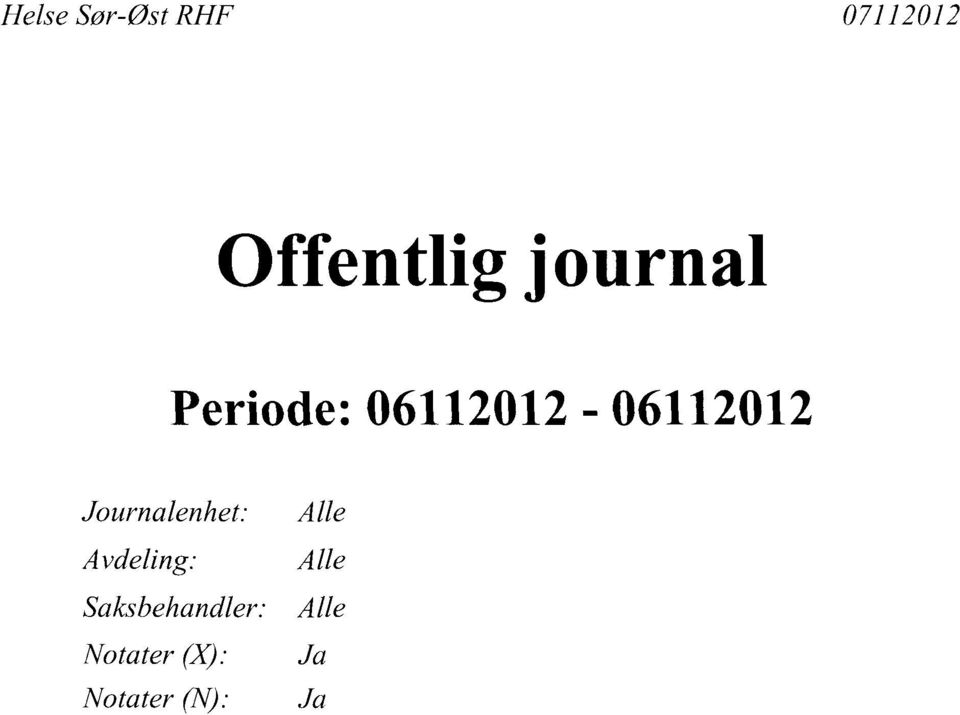 Journalenhet: Alle Avdeling: Alle