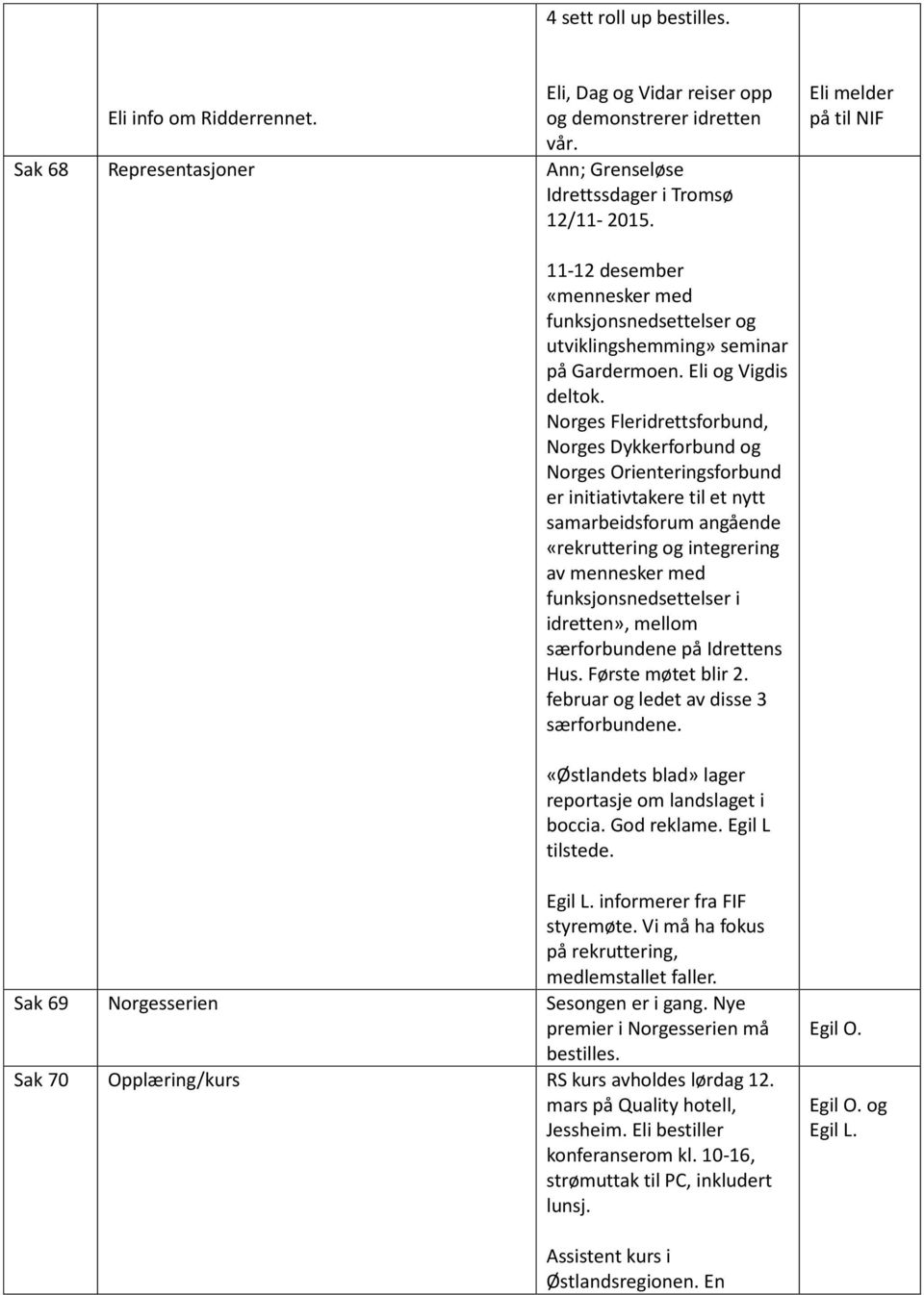 Norges Fleridrettsforbund, Norges Dykkerforbund og Norges Orienteringsforbund er initiativtakere til et nytt samarbeidsforum angående «rekruttering og integrering av mennesker med