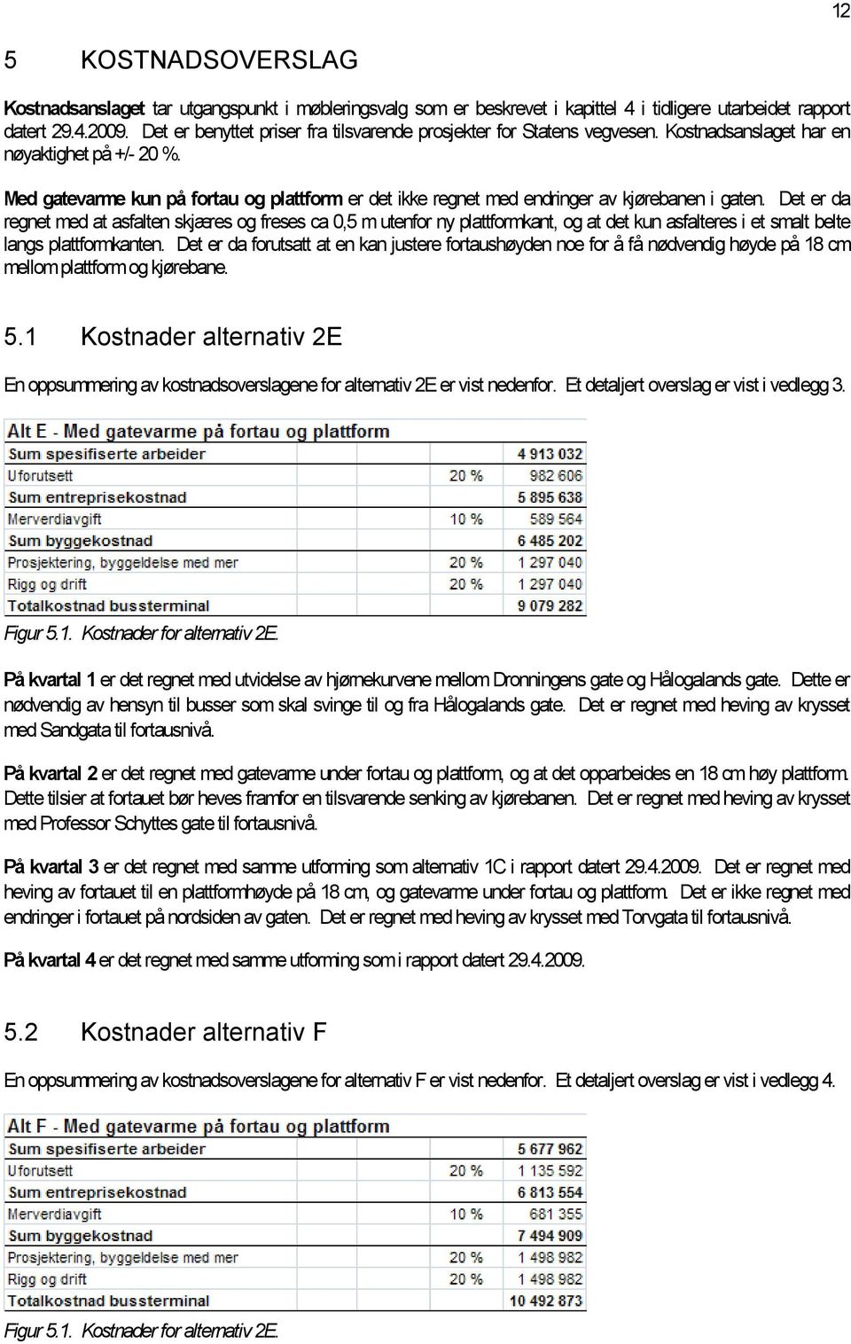 Med gatevarme kun på fortau og plattform er det ikke regnet med endringer av kjørebanen i gaten.