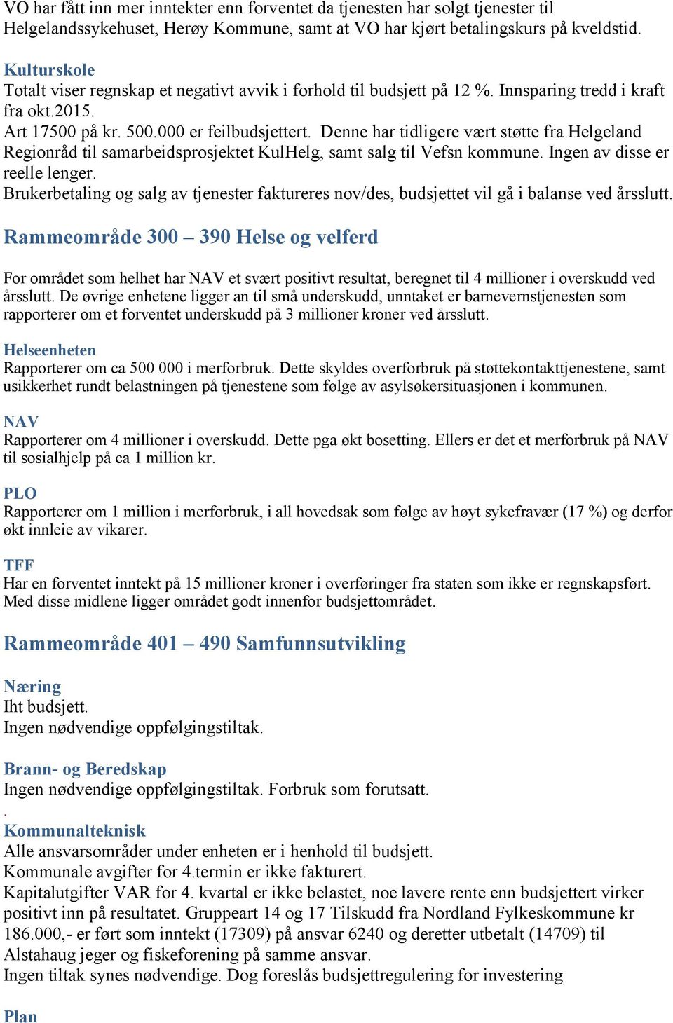 Denne har tidligere vært støtte fra Helgeland Regionråd til samarbeidsprosjektet KulHelg, samt salg til Vefsn kommune. Ingen av disse er reelle lenger.