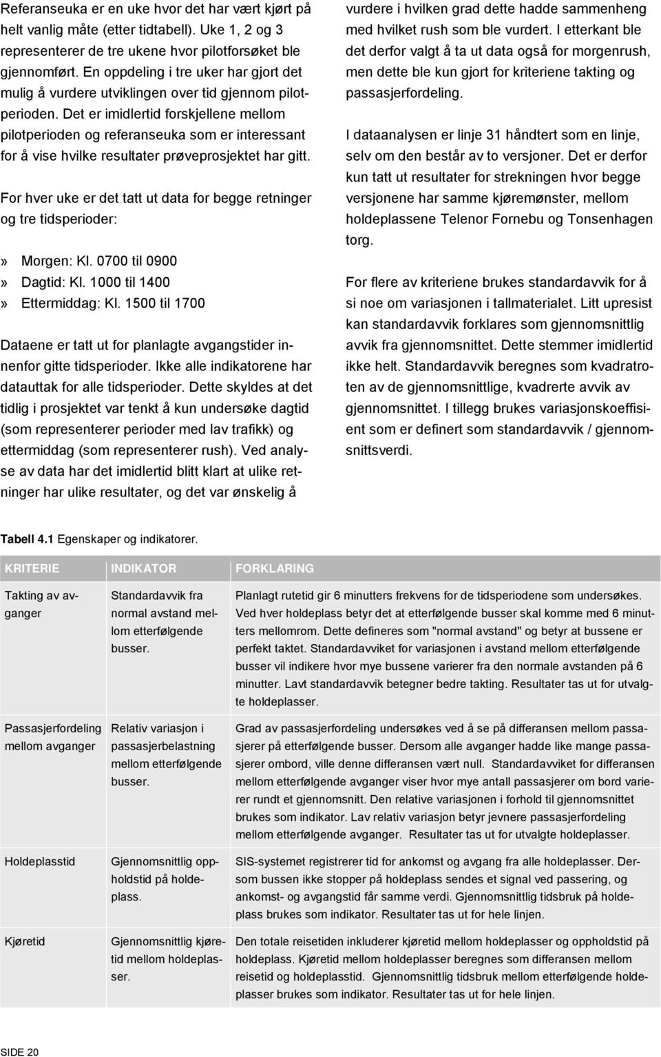 Det er imidlertid forskjellene mellom pilotperioden og referanseuka som er interessant for å vise hvilke resultater prøveprosjektet har gitt.