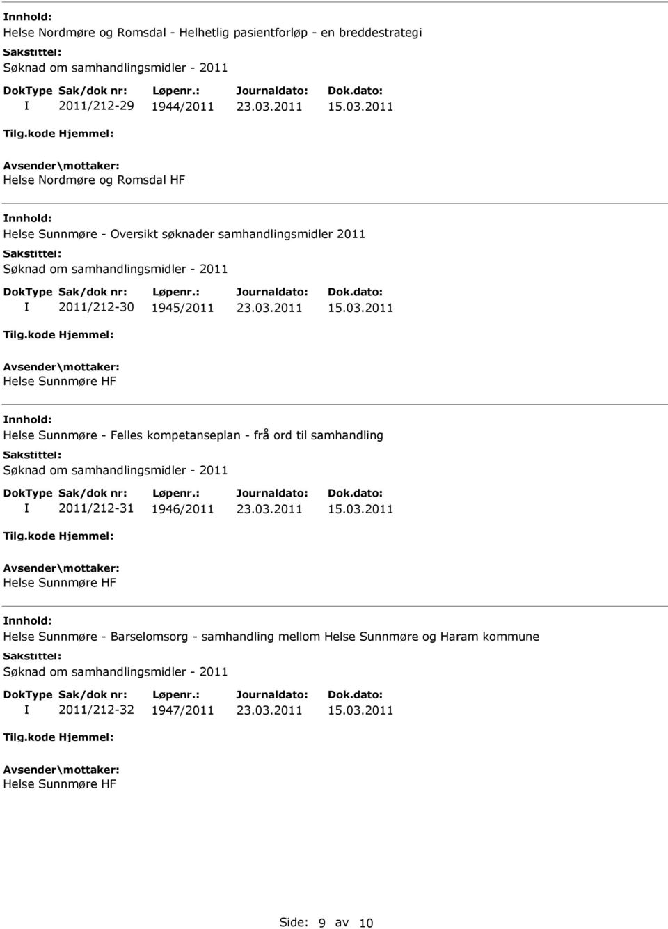 Sunnmøre - Felles kompetanseplan - frå ord til samhandling 2011/212-31 1946/2011 Helse